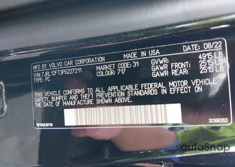 2023 Volvo S60 B5 Plus Black Edition from USA, damaged, VIN 7JRL12FT3PG227211